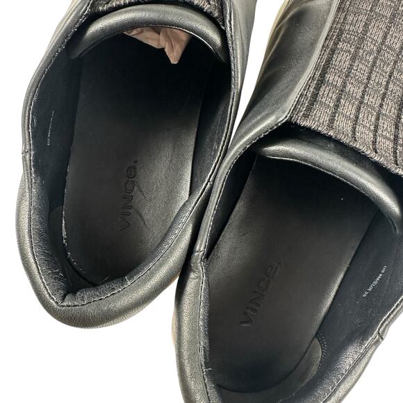 VINCE. Black Leather Cantera Sneakers Slip On Flat Minimalist Modern Women Sz 9M - Picture 9 of 15